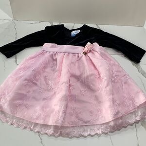 Brooke Lindsay Formal Infant Baby Girls Black Pink Embroidered Dress 12 Months